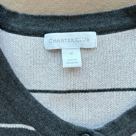 Charter Club Women's Windowpane Button Up Long Sleeve Cardigan Sweater Medium - Picture 3 of 8